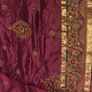 Half net Half tussar silk sari
